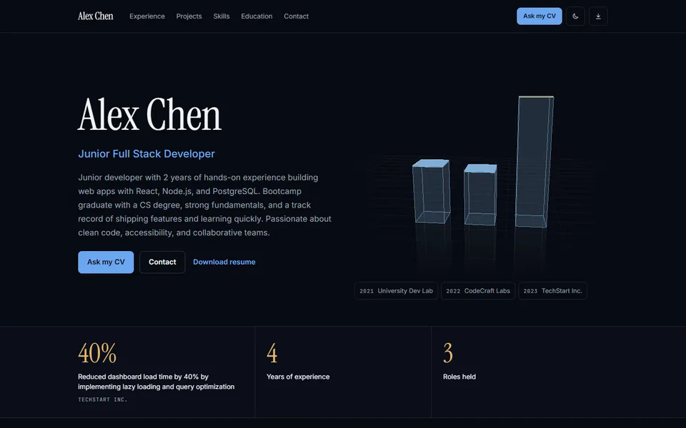 Business · 3D Interactive portfolio style preview