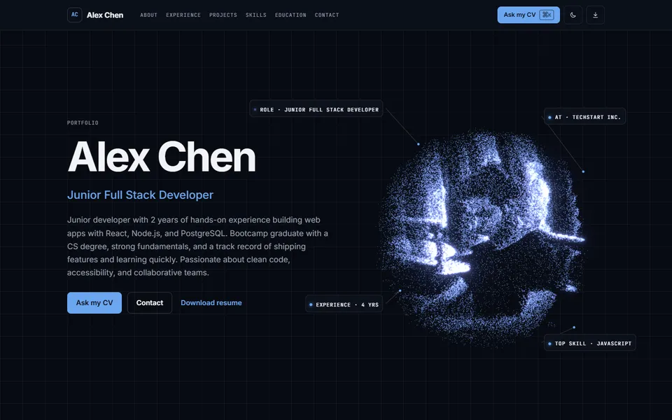 Techy · 3D Interactive portfolio style preview